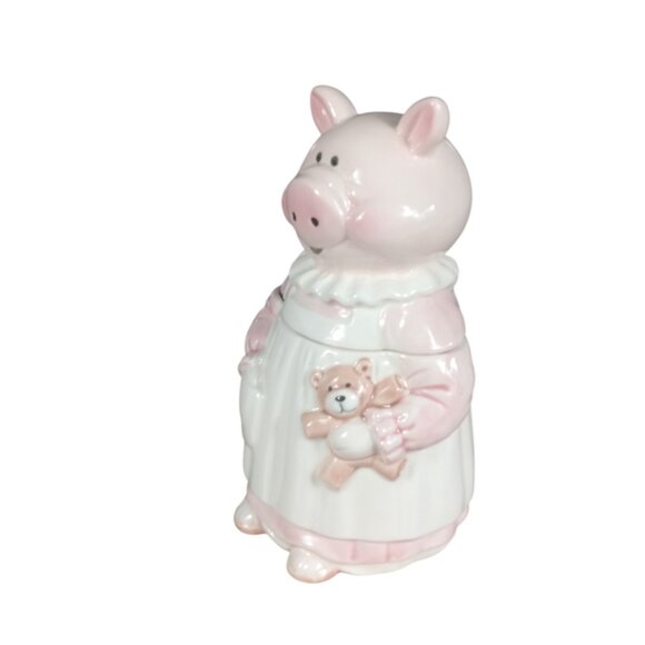 Vintage Ceramic Piggy with Bear Kitchen Canister-Unbranded - Picture 1 of 13